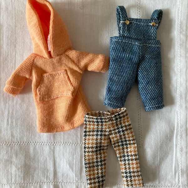 オビツ11サイズ サロペット パーカー+チェックパンツ お洋服 コーデセット