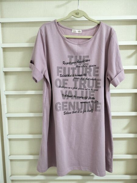半袖Tシャツ M カットソー Tシャツ トップス ラベンダー ロゴ