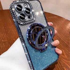 iPhone16 ケース ラメ グラデーション ラインストーン MagSafe