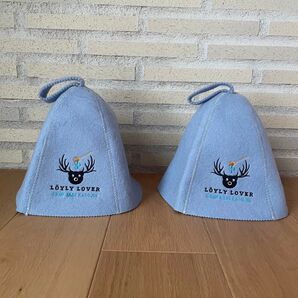 サウナハット 2個セット キャンプベースカドジン フェルト地 CAMP BASE KADIOJIN 帽子水色 ペア