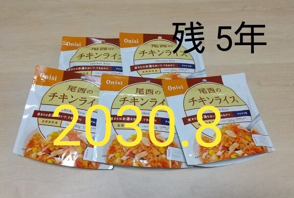 尾西のチキンライス 5個セット アルファ米 保存食 非常食 長期保存食 100g スプーン付き 防災食 尾西食品 onisi