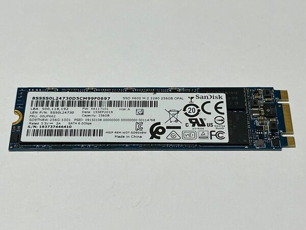 【4660時間】SanDisk SSD 256GB X600 M.2 2280 SATA