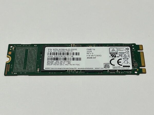 【1858時間】SAMSUNG SSD 256GB PM871b MZ-NLN256C M.2 2280 SATA