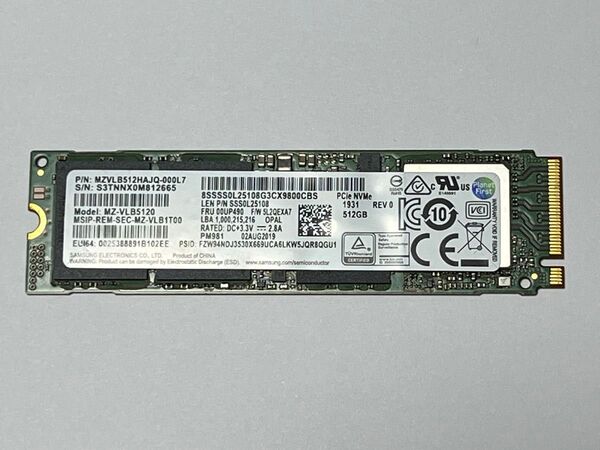 【847時間】SAMSUNG SSD 256GB PM981 M.2 2280 NVMe 高速モデル