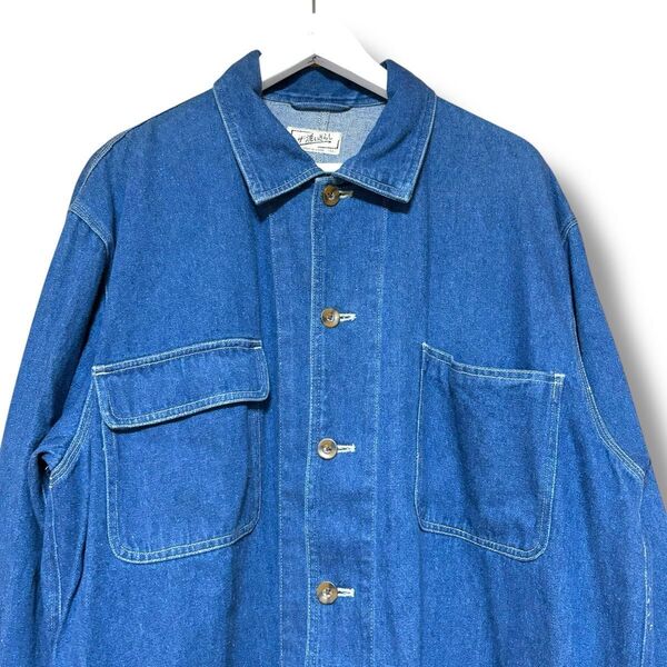 【最終価格!!】LLサイズ vintage カバーオール 青 古着 アメカジ カバーオール デニム ジャケット デニムジャケット
