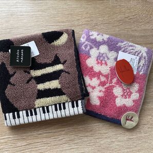 タオルハンカチ2枚セット AtsukoMatano マタノアツコ ネコ ピアノ シビラ