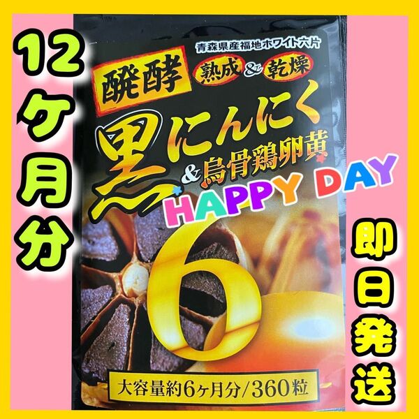発酵黒にんにく卵黄サプリ+(マカ ウコン ビタミン アミノ酸など)12ケ月分