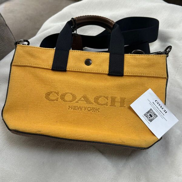 コーチ COACH スモールトート ミニトート キャンバス ショルダー イエロー