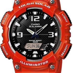 CASIO タフソーラー 腕時計 レッド 5ALARM 100m防水