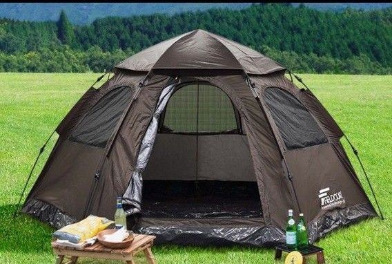 FIELDOOR ワンタッチテント ブラウン
