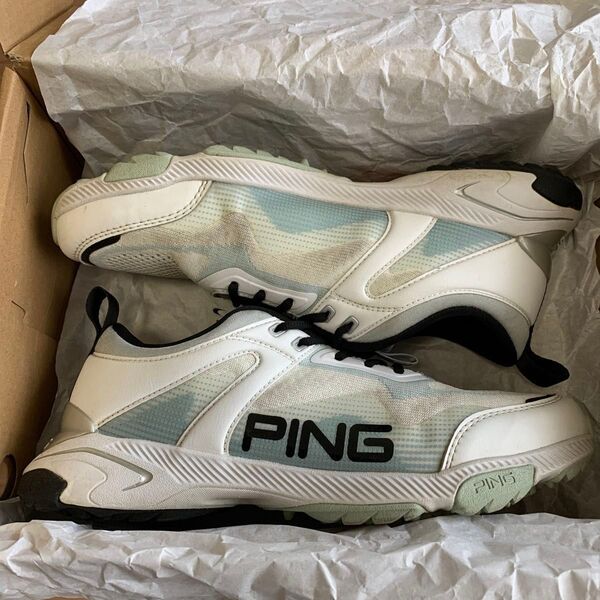 PING ゴルフシューズ メンズ 26.5cm ホワイト×ミントグリーン