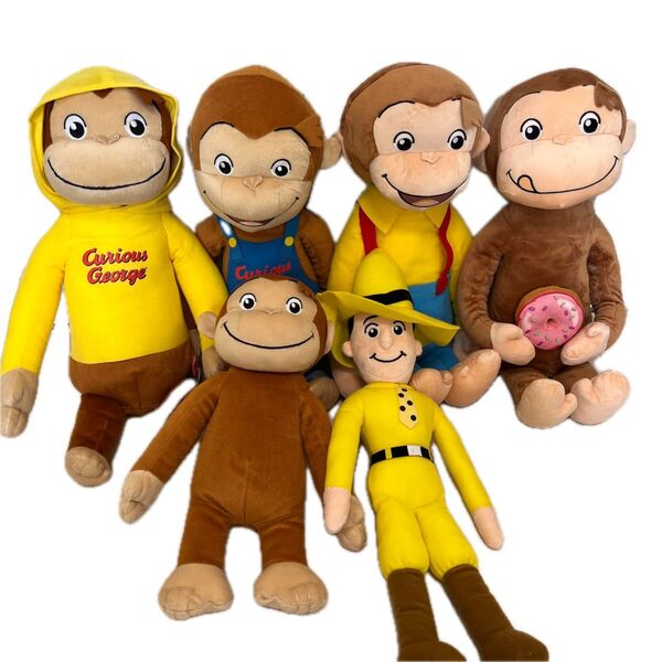 BIG おさるのジョージ 黄色い帽子のおじさん ぬいぐるみ まとめ売り 6体セット