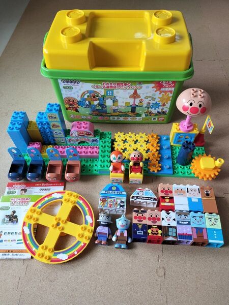 アンパンマン ブロックラボ おおきな観覧車のくるくる遊園地ブロックバケツ+アンパンマンとなかまたちブロックセット+おまけ