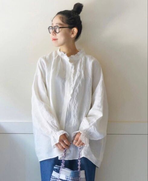 journal standard luxe Lダンガリーフリルパフブラウス