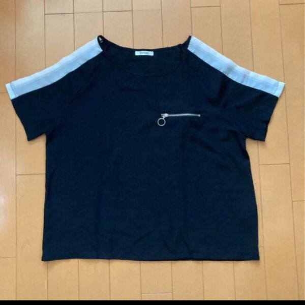 【本日まで出品ラストSALE】バイカラートップス Tシャツ BLACK 半袖Tシャツ カットソー 半袖