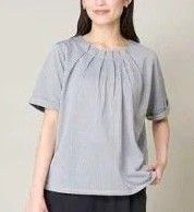 a.v.v ストライプジャガードトップス 半袖ブラウス