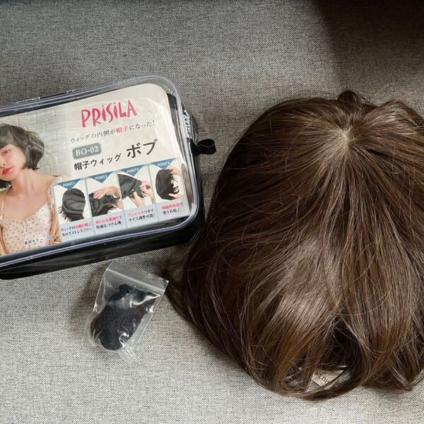 PRISLA 帽子ウィッグ ボブスタイル ブラウン