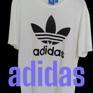 匿名配送 adidas 半袖Tシャツ トレフォイルロゴ アディダス 白 XO 古着