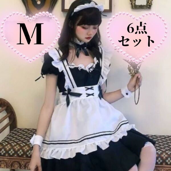 メイド服 制服 6点セット 文化祭衣装 セクシーイベント衣装 エロかわ ロリータコスプレ ワンピース ベビードール コスプレ衣装