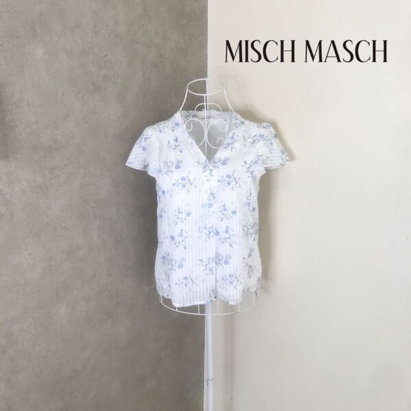 ミッシュマッシュ 1度着用 ブラウス オフホワイト シャツ 半袖 M ホワイト