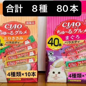 CIAO ちゅ~る グルメ とりささみ バラエティ 40本 まぐろバラエティ40本