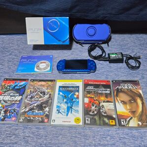 SONY PSP3000 (バイブラント・ブルー) & メモリースティック4GB & ソフト6本 & 本体ケースセット