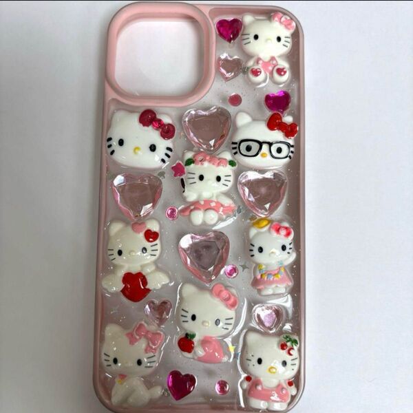 ハローキティ スマホケース iPhone15 かわいい デコケース 韓国