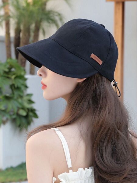 UVカット帽子 レディースハット 韓国 紫外線対策 小顔効果 ブラック 黒 無地 つば広 キャップ