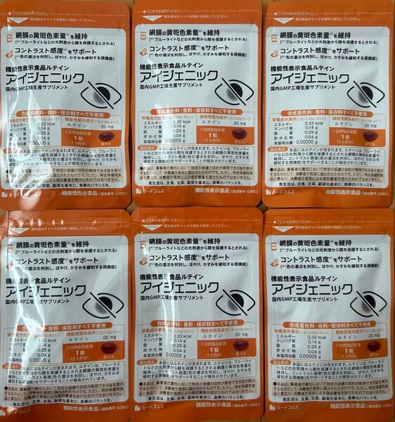 送料無料 機能性表示食品 アイジェニック 約1ヵ月分×6袋 DHA EPA イチョウ葉