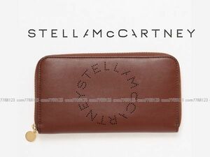 未使用5.9万《STELLA McCARTNEY》モノグラム 長財布 ブラウン ラウンドジップ ウォレット 茶×ピンク ステラ マッカートニーTOMORROWLAND