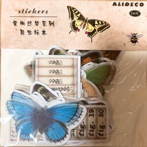 ALIDECO ステッカー 54枚セット 蝶々 昆虫標本 レトロ ヴィンテージ まとめ売り
