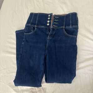 未使用 ハイウエスト ストレッチデニム インディゴブルー
