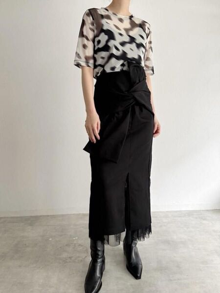 【新品タグ付】UN-SOPHIE アンソフィー WAIST WRAP RIBBON Skirt ウエストラップリボンスカート