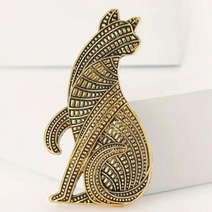 【ペルシャ猫】モダン アンティーク ブローチ コサージュ お洒落 猫 ゴールド フォーマル ギフト ゴールド アクセサリー