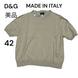D&Gドルチェアンドガッパーナ ビジュー コットンセーター ニットソー42美品 半袖ニット 春夏
