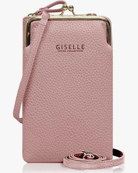 スマホショルダー スマホポーチ バッグ お財布ポシェット お財布ショルダー 斜め掛け 長財布 軽量 カードケース 縦型 ピンク