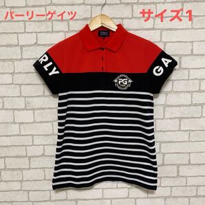 PEARLY GATES パーリーゲイツ ボーダー柄ポロシャツ サイズ1 レッド