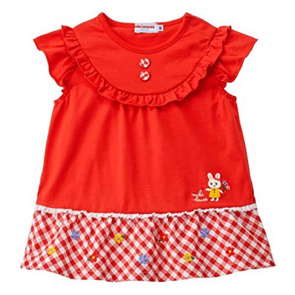 ミキハウス 赤 チュニック 90cm 半袖チュニックTシャツ 子供服