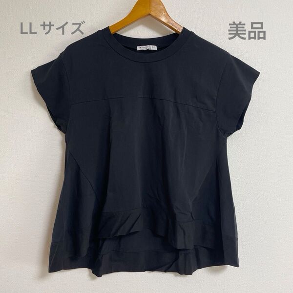 【美品】レディース 半袖Tシャツ トップス カットソー ブラック LL(L)