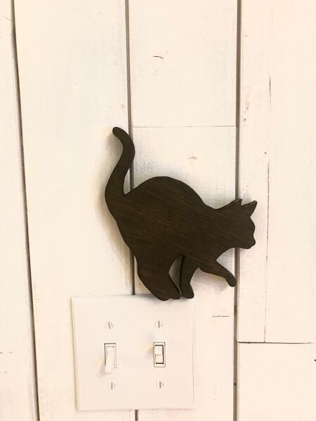 猫 キャット シルエット 壁飾り 壁掛け モビール 雑貨 北欧 キャットウォーク インテリア ペットグッズ ウェルカムボード 木製