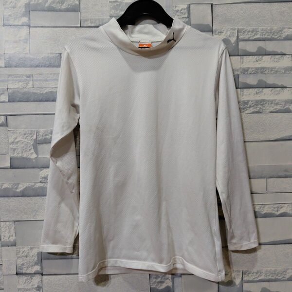 PUMA プーマ アンダー シャツ ハイネックインナーシャツ 長袖ハイネックシャツ 長袖Tシャツ ロンT 白 150