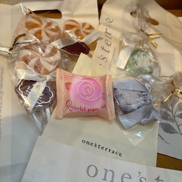 one'sterrace 入浴剤 石鹸 化粧石鹸 ロリポップ ソープスノー ローズ香 まとめ売り 5点 ショップ袋付き