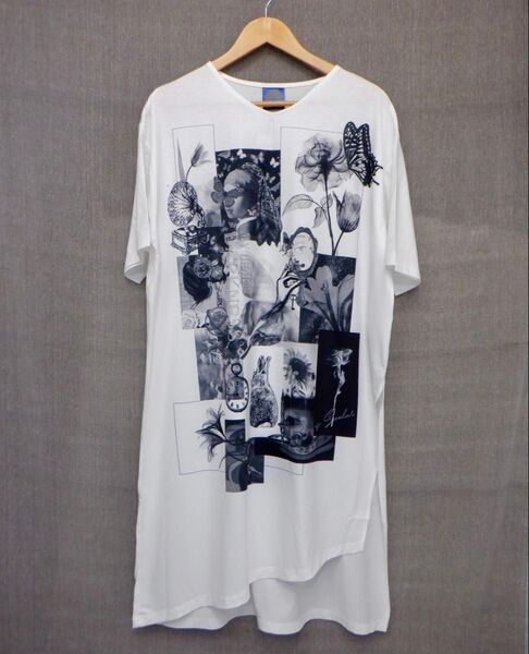 イズスカラー 532016:絵画MIXコラージュ柄ワンピースiS ScoLar レディース Tシャツワンピース