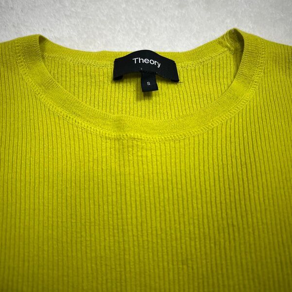Theory リブニット 長袖セーター S ライムグリーン