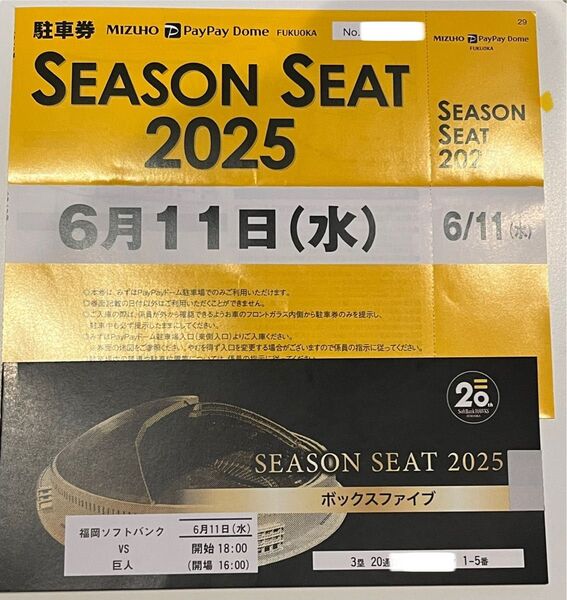 6/11 ソフトバンクホークス チケット