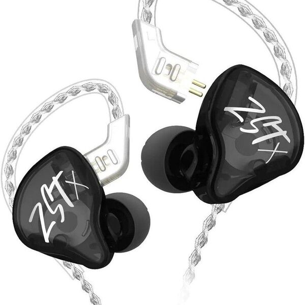 新品 KZ ZSTX 1BA+1DD ハイブリッド型 有線イヤホン【黒色、マイク無し】