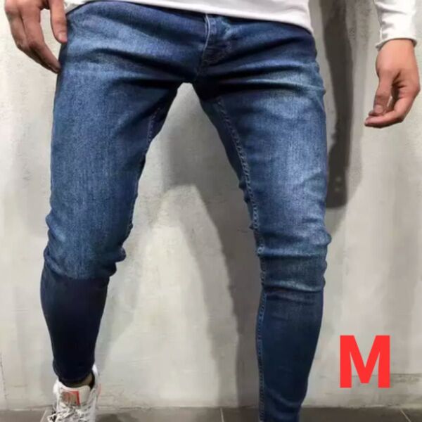 メンズ デニム スキニー M インディゴ パンツ ジーパン ストレッチ デニムパンツ ジーンズ