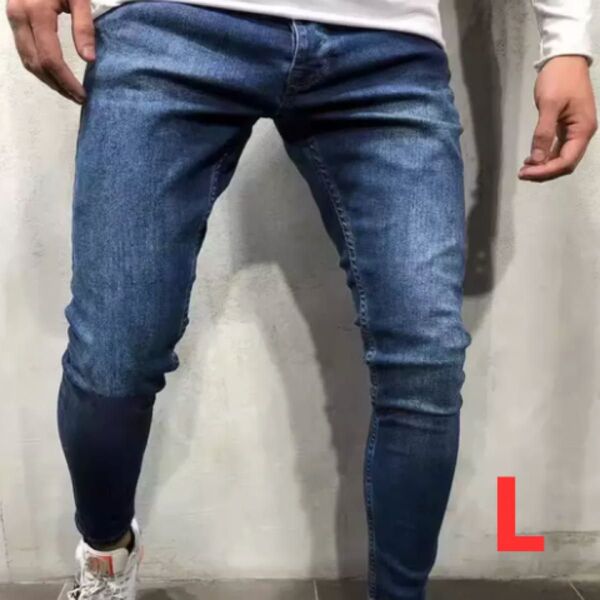 メンズ デニム スキニー L インディゴ パンツ ジーパン ストレッチ デニムパンツ デニム