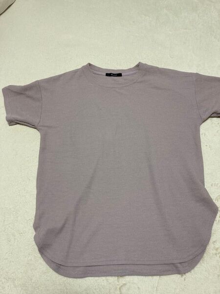 ワッフル素材 半袖Tシャツ くすみピンク Tシャツ M