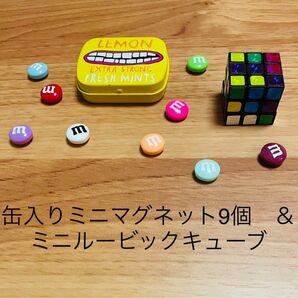缶入りミニマグネット9個 & ミニルービックキューブ